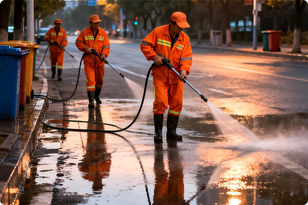 路面人工清洗作業(yè)圖